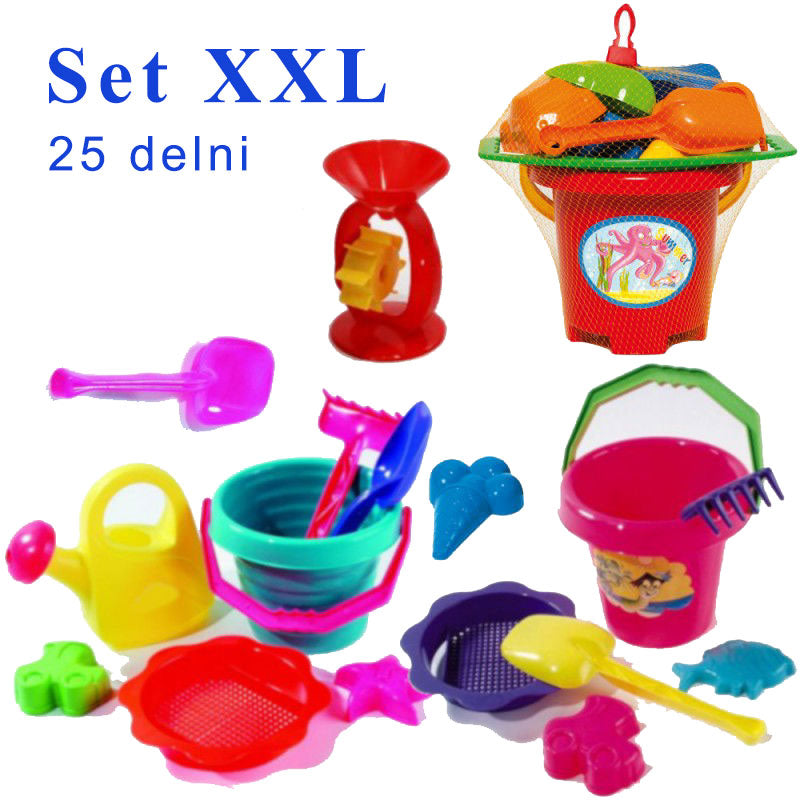 Dohany XXL 25-delni komplet plastičnih igral za peskovnik - Igrače za peskovnik