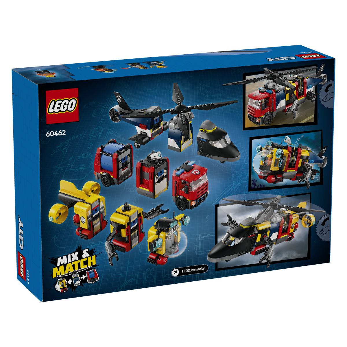 Lego City 60462 Remiks helikopter, gasilsko vozilo in podmornica