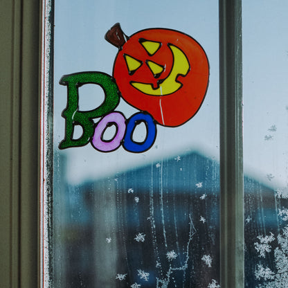 Okenska dekoracija za noč čarovnic - buča "Boo" 160x135