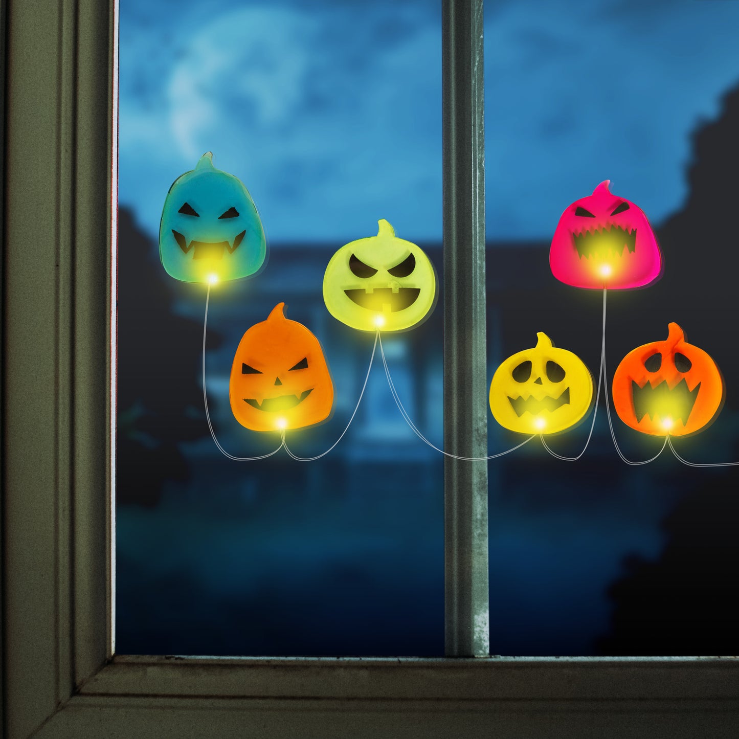Halloween LED dekoracija za okna - buča - 85 cm
