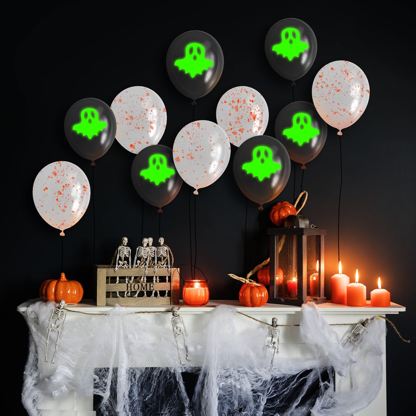 Halloween set balonov - fosforescentni - 6 kos