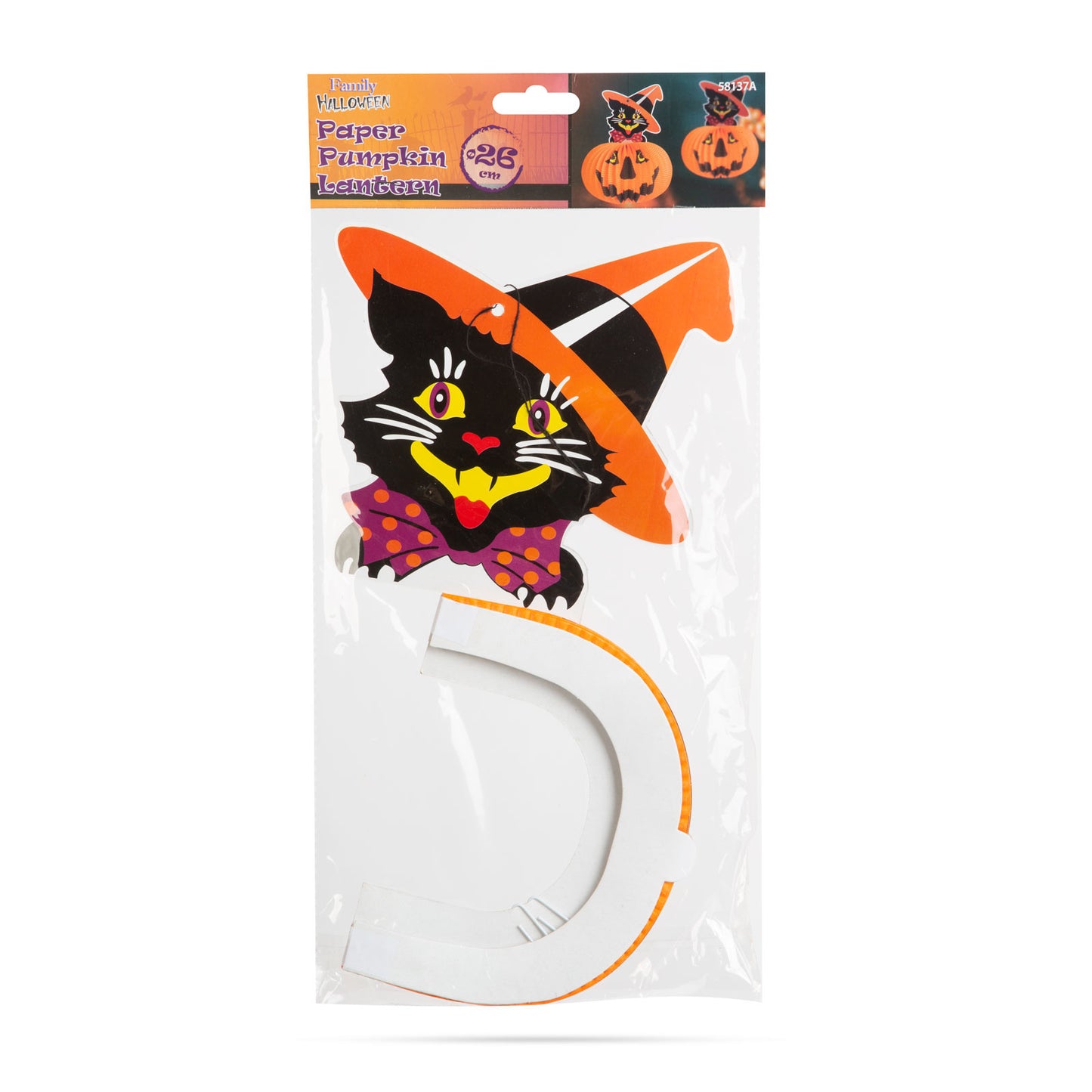Halloween buča - s figuro mačke - z obešalnikom - 26 cm