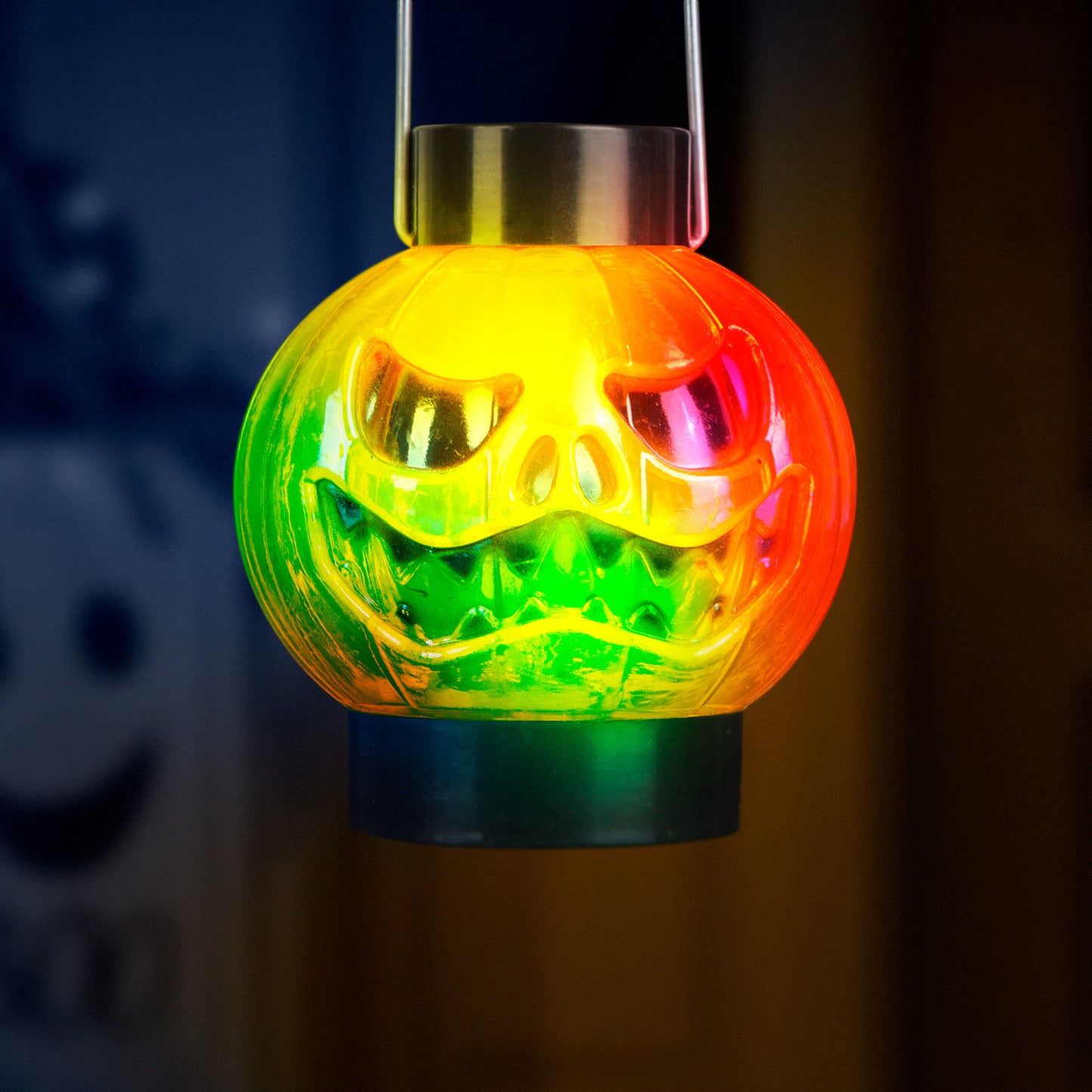 Viseča buča svetilka za noč čarovnic - RGB LED - oranžna / črna - na baterije