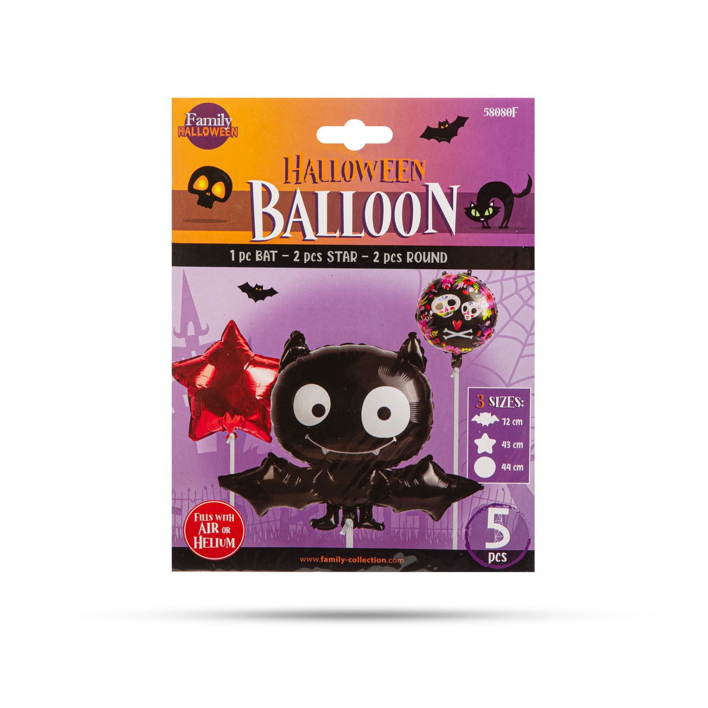 Halloween set balonov - netopir - 5 kos