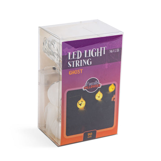 Niz LED luči za noč čarovnic - duh - 10 LED diod - 2 x AA - 1,35 m