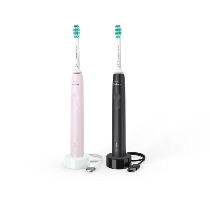 Philips Sonicare 3100 sonični električni zobni ščetki 2 kosa (HX3675/15) črna/roza