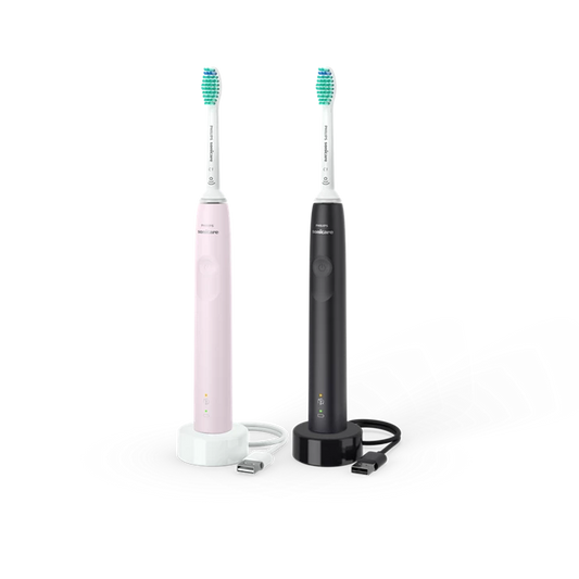 Philips Sonicare 3100 sonični električni zobni ščetki 2 kosa (HX3675/15) črna/roza