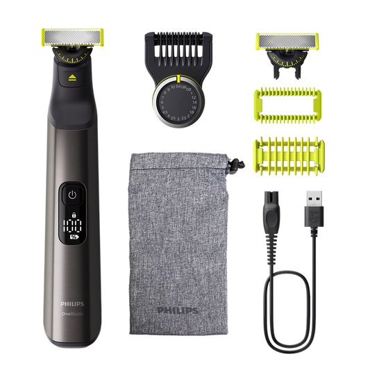 PHILIPS - OneBlade Pro 360 QP6552/30 – hibridni trimer za obraz in telo, 20 stopenj, vodoodporen, 120 min delovanja