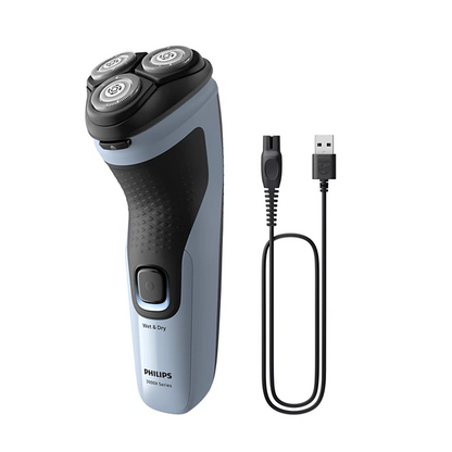 PHILIPS - Series 3000X X3003/00 – Wet & Dry rotacijski brivnik, 27 PowerCut rezil, 4D Flex glava