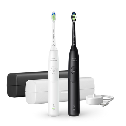 PHILIPS - Sonicare 5300 HX7109/01 – set 2 soničnih zobnih ščetk (črna & bela), senzor pritiska, etuiji