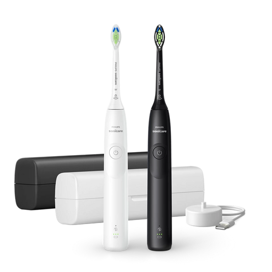 PHILIPS - Sonicare 5300 HX7109/01 – set 2 soničnih zobnih ščetk (črna & bela), senzor pritiska, etuiji