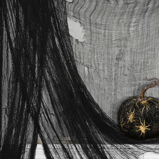 Zavesa za noč čarovnic - črna, blago - 180 x 75 cm