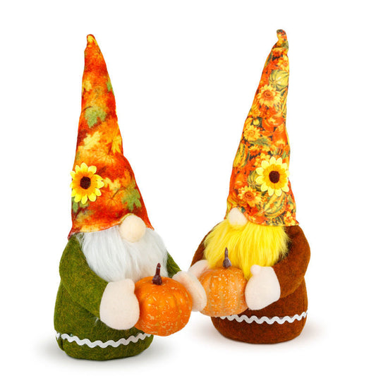 Jesenska dekoracija - 2 palčeka z bučo - 2 kosa - 35 x 13 x 13 cm