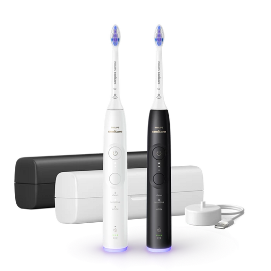 PHILIPS - Sonicare 6500 HX7419/01 – Duo paket električnih soničnih zobnih ščetk (črna + bela), 3 načini, 3 intenzivnosti, senzor pritiska