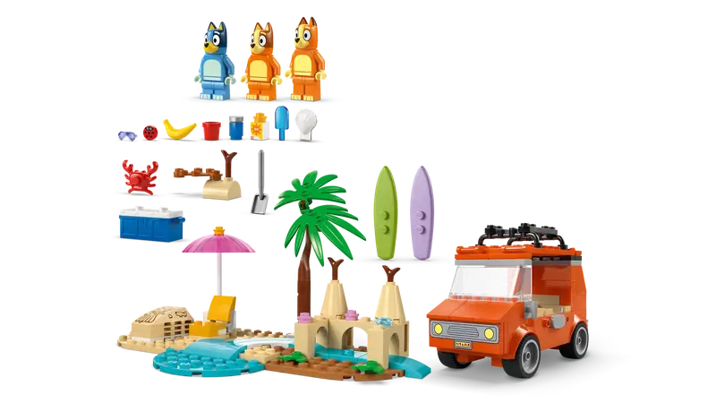 LEGO Bluey 11202 Blueyjina plaža in izlet z družinskim avtomobilom