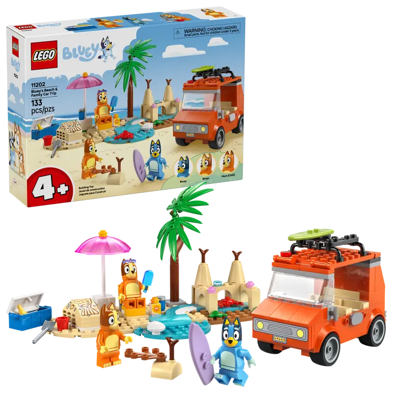 LEGO Bluey 11202 Blueyjina plaža in izlet z družinskim avtomobilom