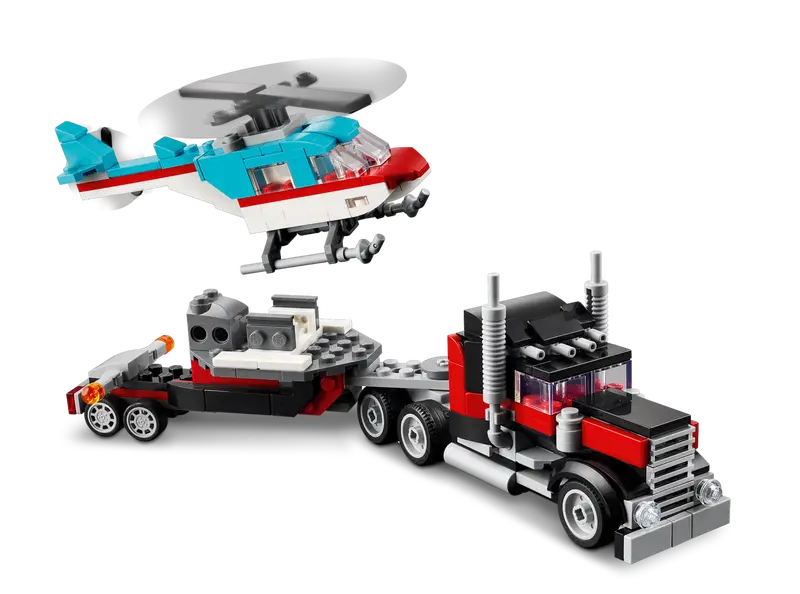 Lego Creator 31146 Ploščadni tovornjak s helikopterjem 3v1