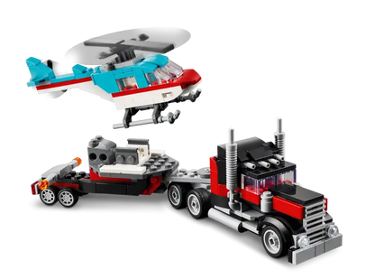 Lego Creator 31146 Ploščadni tovornjak s helikopterjem 3v1