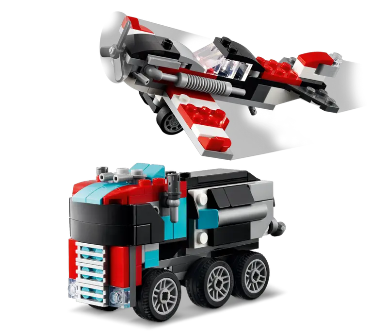 Lego Creator 31146 Ploščadni tovornjak s helikopterjem 3v1