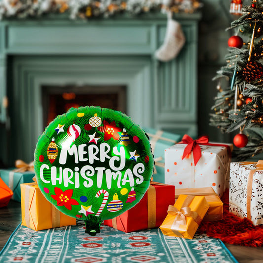3D Božični balon - alu folija - Merry Christmas - 45 cm - Okraski