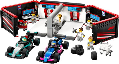 Lego City 60444 Avtomehanična delavnica F1 ter dirkalnika Mercedes-AMG in Alpine