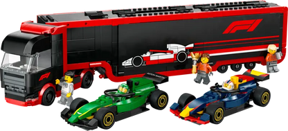 Lego City 60445 Tovornjak F1 z dirkalnikoma F1 RB20 in AMR24