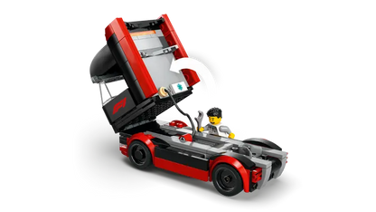 Lego City 60445 Tovornjak F1 z dirkalnikoma F1 RB20 in AMR24