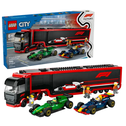 Lego City 60445 Tovornjak F1 z dirkalnikoma F1 RB20 in AMR24