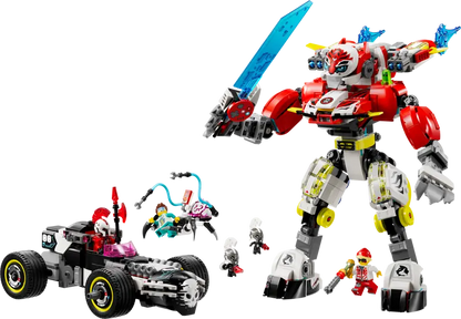 LEGO Dreamzzz 71497 Cooperjev robotski oklep tigra in Zerojev dirkalnik Hot Rod
