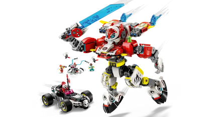LEGO Dreamzzz 71497 Cooperjev robotski oklep tigra in Zerojev dirkalnik Hot Rod
