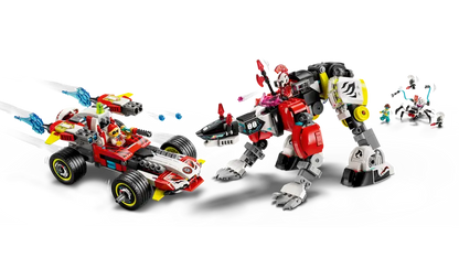 LEGO Dreamzzz 71497 Cooperjev robotski oklep tigra in Zerojev dirkalnik Hot Rod