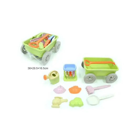 Beach Toys 9-delni otroški komplet bioplastičnih igral za peskovnik - z vozičkom - MiniPark