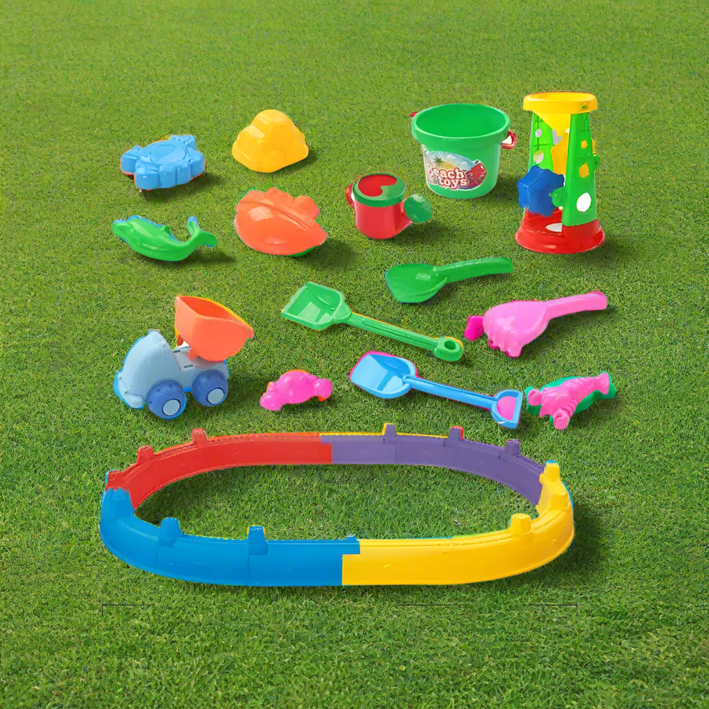Beach Toys bio peskovnik Grad z dodatki – 18-delni otroški set za igro - MiniPark