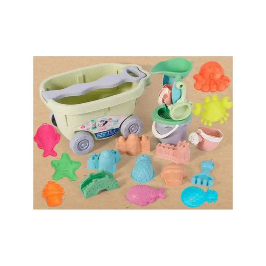 Beach Toys otroški 19-delni komplet bioplastičnih igrač za peskovnik z vozičkom - MiniPark