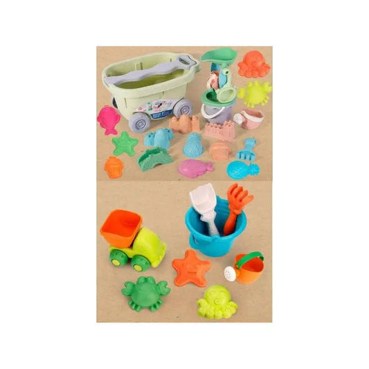 Beach Toys otroški 27-delni komplet bioplastičnih igrač za peskovnik z vozičkom - MiniPark