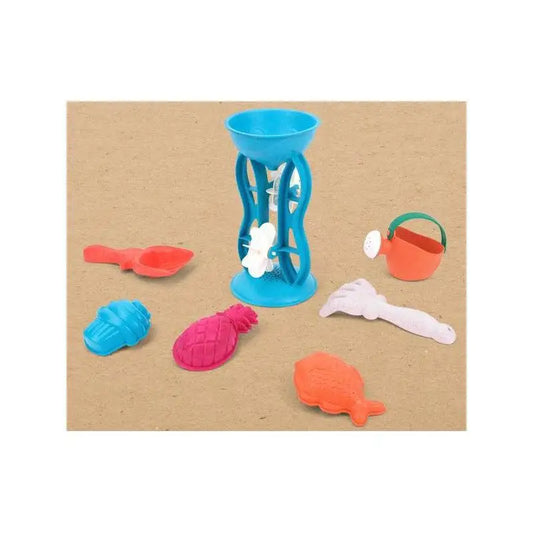 Beach Toys otroški 7-delni komplet bioplastičnih igral za peskovnik -Mlinček, lopata, grablje, kalupi - MiniPark