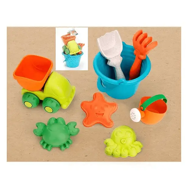 Beach Toys otroški 8-delni komplet igrač za igro v pesku iz biorazgradljive plastike - MiniPark