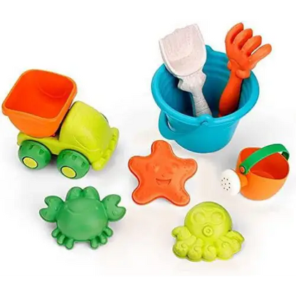 Beach Toys otroški 8-delni komplet igrač za igro v pesku iz biorazgradljive plastike - MiniPark