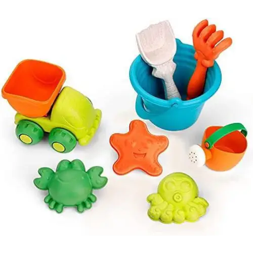 Beach Toys otroški 8-delni komplet igrač za igro v pesku iz biorazgradljive plastike - MiniPark
