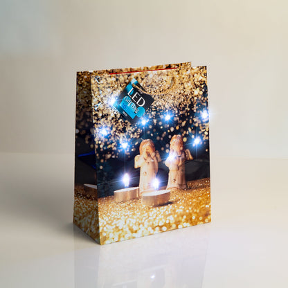 Božična darilna vrečka L s LED lučkami Angel 178 x 102 x 228 mm - 4 vrste / komp. - Darilni papir in vrečke