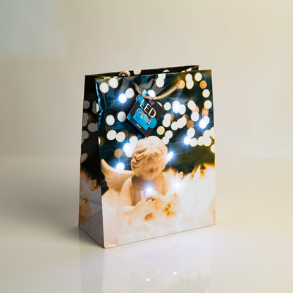 Božična darilna vrečka L s LED lučkami Angel 178 x 102 x 228 mm - 4 vrste / komp. - Darilni papir in vrečke