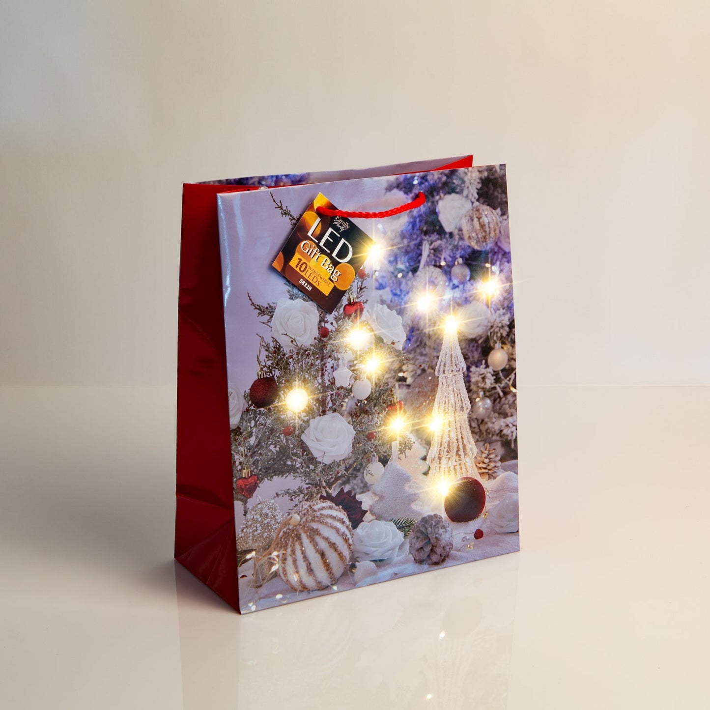Božična darilna vrečka L s LED lučkami Angel 178 x 102 x 228 mm - 4 vrste / komp. - Darilni papir in vrečke
