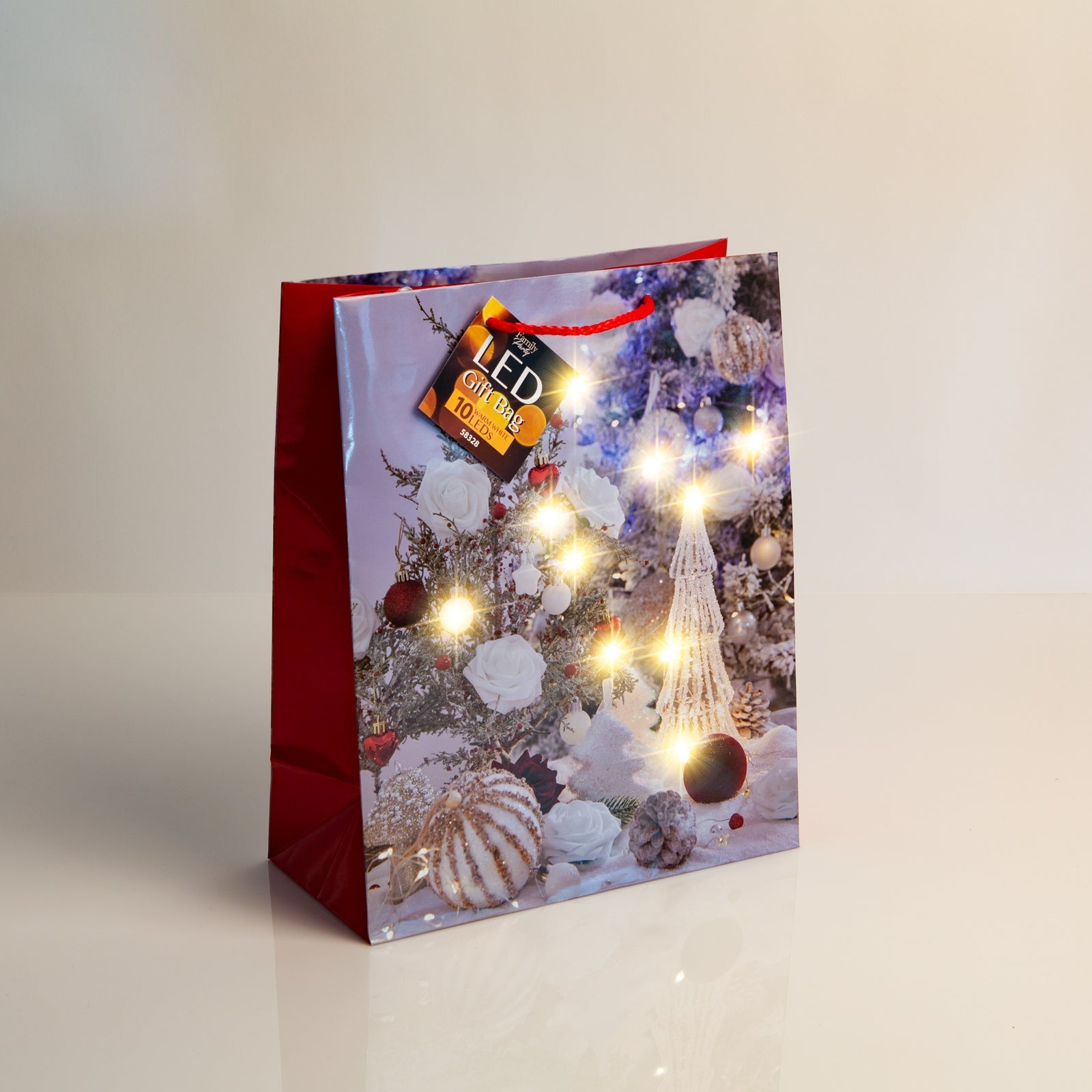 Božična darilna vrečka L s LED lučkami Angel 178 x 102 x 228 mm - 4 vrste / komp. - Darilni papir in vrečke