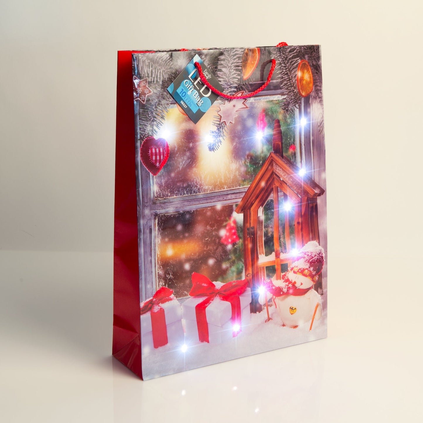 Božična darilna vrečka XL s LED lučkami Angel 330 x 102 x 457 mm - 4 vrste / komp. - Darilni papir in vrečke