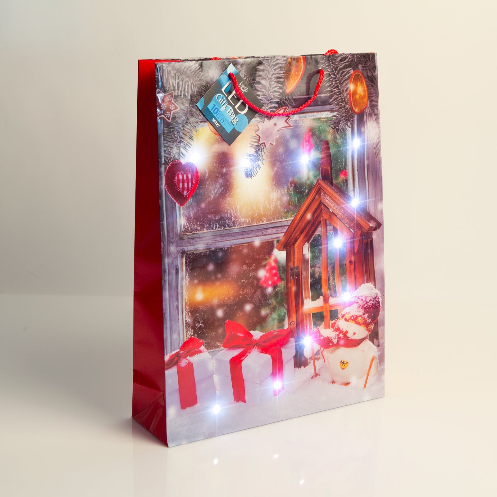 Božična darilna vrečka XL s LED lučkami Angel 330 x 102 x 457 mm - 4 vrste / komp. - Darilni papir in vrečke