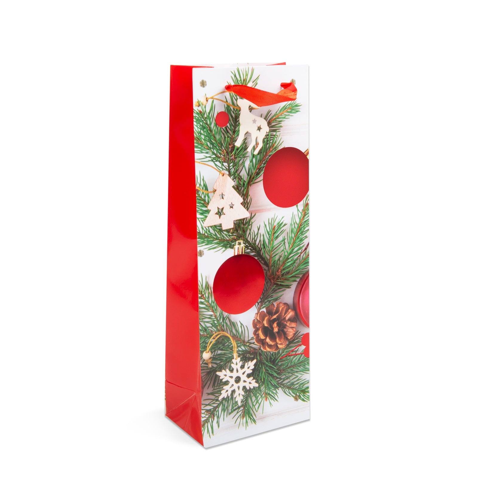 Božična darilna vrečka za steklenice - papirna - 360 x 127 x 83 mm - 4 vrste / paket - Darilni papir in vrečke