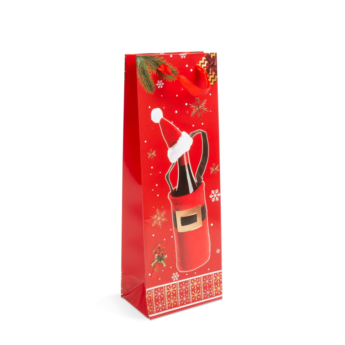 Božična darilna vrečka za steklenice - papirna - 360 x 127 x 83 mm - 4 vrste / paket - Darilni papir in vrečke