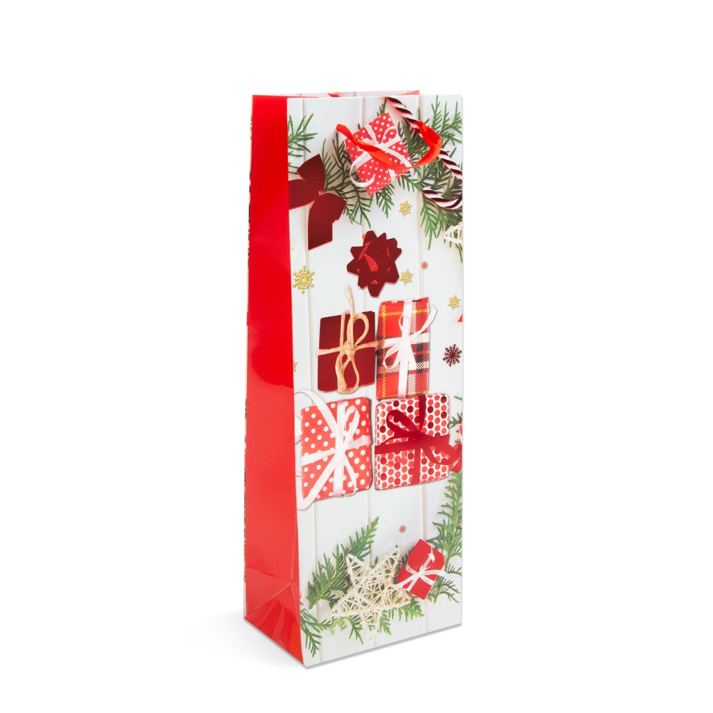 Božična darilna vrečka za steklenice - papirna - 360 x 127 x 83 mm - 4 vrste / paket - Darilni papir in vrečke
