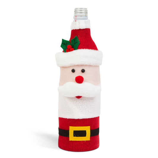 Božična preobleka 0,5l steklenice - 3D Božiček - poliester - 27 x 12 cm - Božična večerja