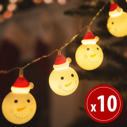 Božične LED luči - snežak - 10 LED diod - 1,1 metra - topla bela - 3 x AA - Osvetlitev